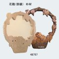 掛け鏡　  壁鏡花かご　鏡付　朴材