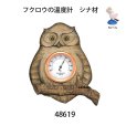 画像1: フクロウの温度計　 <br>ホワイト71　　シナ材 (1)