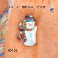 ブローチ　 雪だるま　ピン付