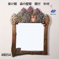 掛け鏡　  森の壁鏡　鏡付　朴材