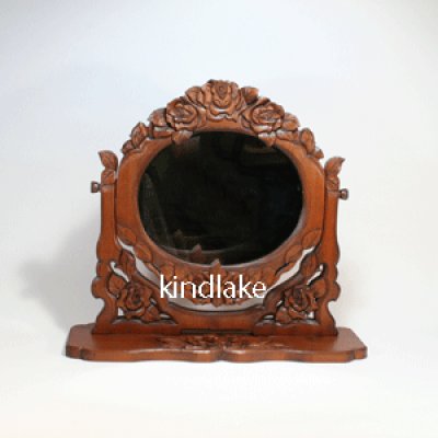 画像2: 置き鏡　  バラ　小　鏡別売り　朴材